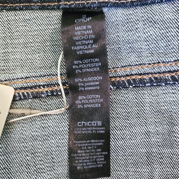 NWT CHICO'S Blue So Slimming Girlfriend Cropped Ankle Jeans Size 2 (12/14 L) - Picture 9 of 11